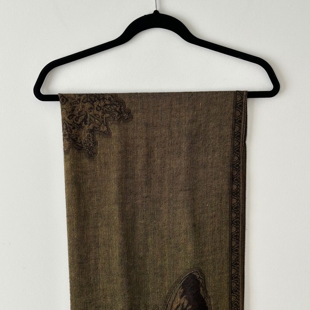 Reversible Butterfly Olive & Brown Scarf - Picture 4 of 16